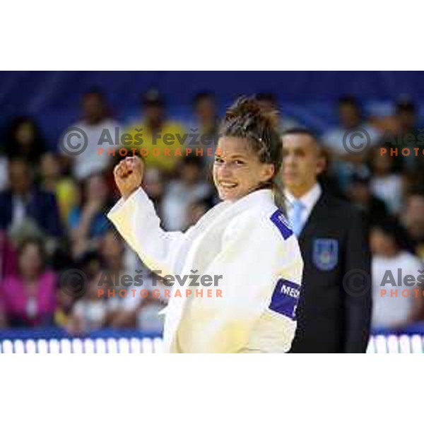 Marusa Stangar of Slovenia, winner of bronze medal in Women’s Judo -48 category at Mediterranean Games in Oran, Algeria on June 29, 2022