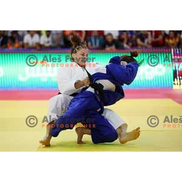 Marusa Stangar of Slovenia, winner of bronze medal in Women’s Judo -48 category at Mediterranean Games in Oran, Algeria on June 29, 2022