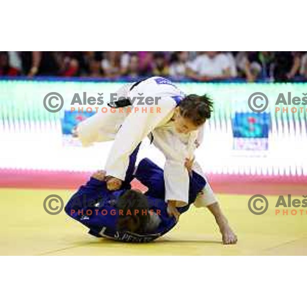 Marusa Stangar of Slovenia, winner of bronze medal in Women’s Judo -48 category at Mediterranean Games in Oran, Algeria on June 29, 2022