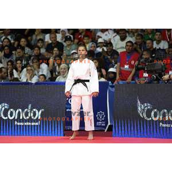Marusa Stangar of Slovenia, winner of bronze medal in Women’s Judo -48 category at Mediterranean Games in Oran, Algeria on June 29, 2022