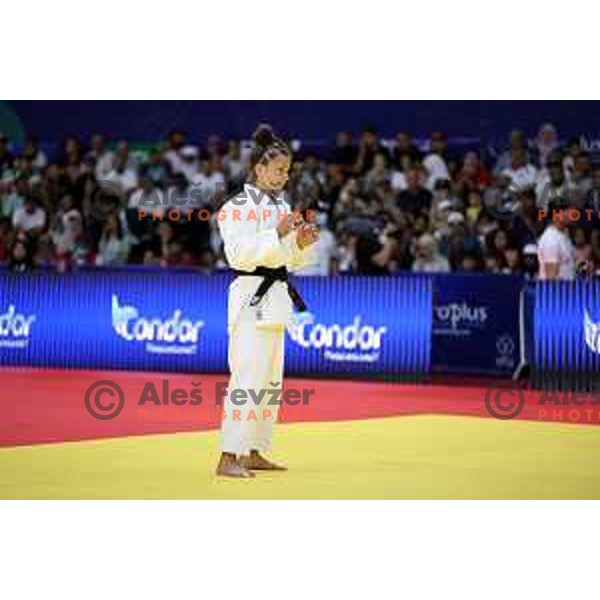 Marusa Stangar of Slovenia, winner of bronze medal in Women’s Judo -48 category at Mediterranean Games in Oran, Algeria on June 29, 2022