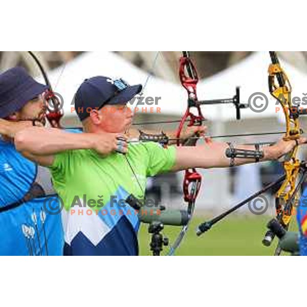 Den Habjan Malavasic of Slovenia Archery team at Mediterranean Games in Oran, Algeria on June 29, 2022