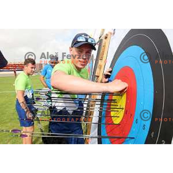 Den Habjan Malavasic of Slovenia Archery team at Mediterranean Games in Oran, Algeria on June 29, 2022