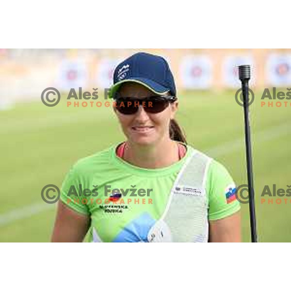 Ana Umer of Slovenia Archery team competes at Mediterranean Games in Oran, Algeria on June 29, 2022