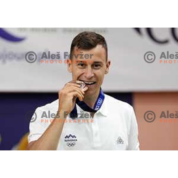 Andraz Krapez, winner of bronze medal in Badminton at Mediterranean Games in Oran, Algeria on June 30, 2022