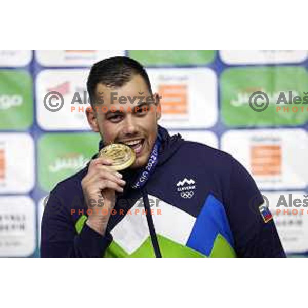 Vito Dragic (SLO), gold medalist in Men\'s Judo category +100 kg at Mediterranean Games in Oran, Algeria on July 1, 2022