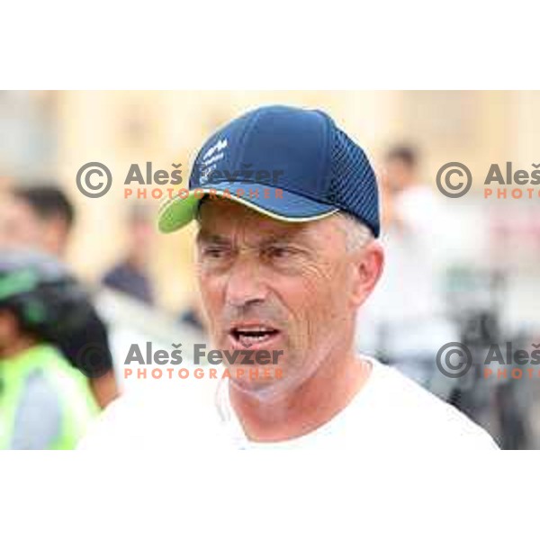 Gorazd Penko at the finish of Men’s Cycling Road race at Mediterranean Games in Oran, Algeria on July 2, 2022