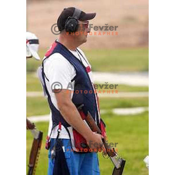 Denis Vatovec (SLO) competes in Men\'s Trap in Shooting at Mediterranean Games in Oran, Algeria on July 2, 2022