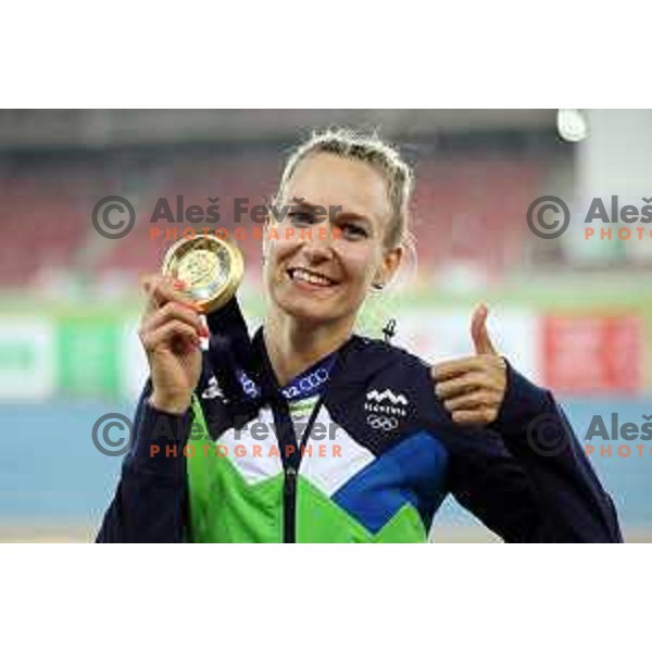 Neja Filipic (SLO), gold medalist in Women\'s Triple jump at Mediterranean Games in Oran, Algeria on July 2, 2022 