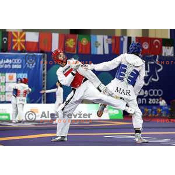 Lin Kovacic (SLO) competes in Men’s Taekwondo -68 kg category at Mediterranean Games in Oran, Algeria on July 3, 2022