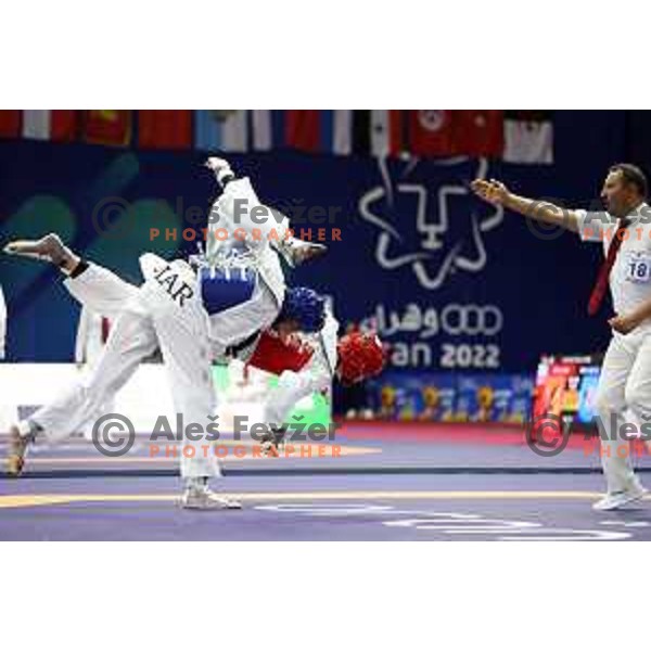 Lin Kovacic (SLO) competes in Men’s Taekwondo -68 kg category at Mediterranean Games in Oran, Algeria on July 3, 2022