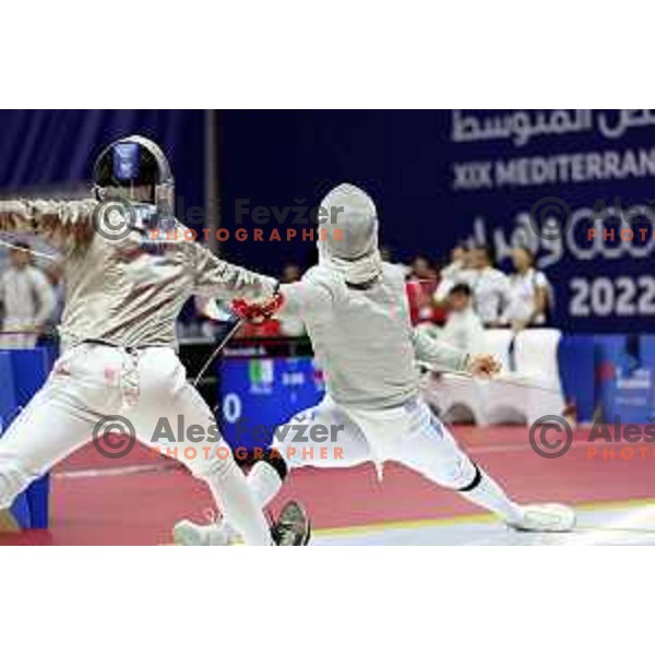 Peter Krajnc (SLO) competes in Men’s Sabre Individual at Mediterranean Games in Oran, Algeria on July 3, 2022