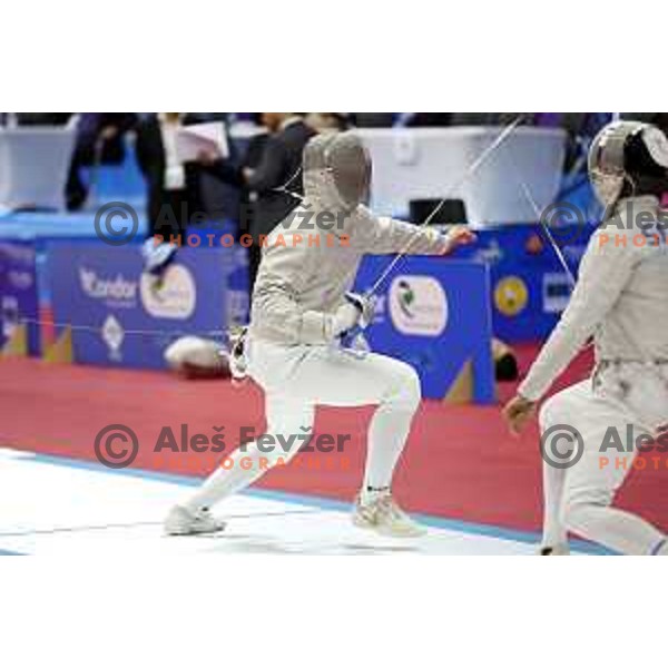 Tei Zorz Zavirsek (SLO) competes in Men’s Sabre Individual at Mediterranean Games in Oran, Algeria on July 3, 2022