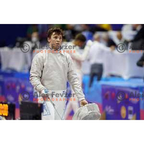 Tei Zorz Zavirsek (SLO) competes in Men’s Sabre Individual at Mediterranean Games in Oran, Algeria on July 3, 2022