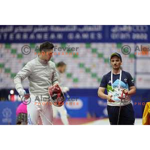 Peter Krajnc (SLO) competes in Men’s Sabre Individual at Mediterranean Games in Oran, Algeria on July 3, 2022