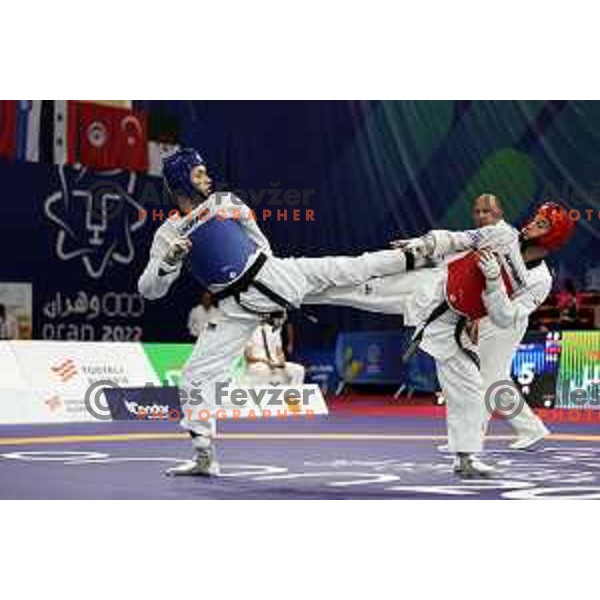 Lin Kovacic (SLO) competes in Men’s Taekwondo -68 kg category at Mediterranean Games in Oran, Algeria on July 3, 2022