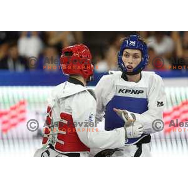 Lin Kovacic (SLO) competes in Men’s Taekwondo -68 kg category at Mediterranean Games in Oran, Algeria on July 3, 2022