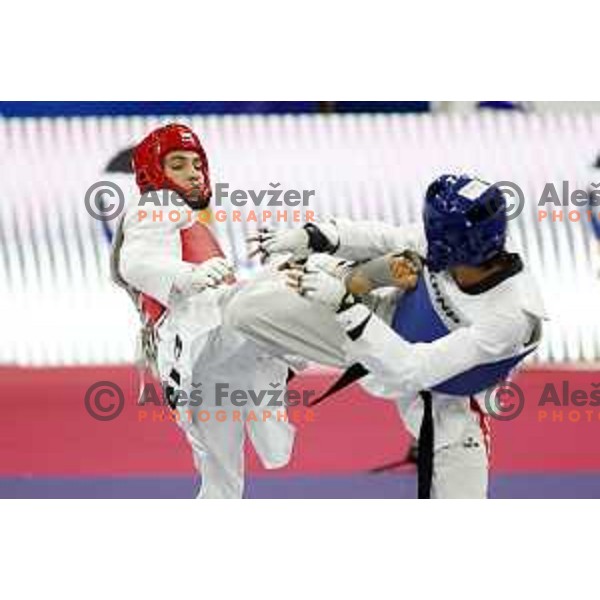 Domen Molj (SLO) competes in Men’s Taekwondo -58 kg category at Mediterranean Games in Oran, Algeria on July 4, 2022