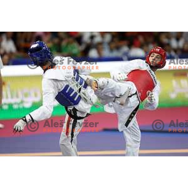 Domen Molj (SLO) competes in Men’s Taekwondo -58 kg category at Mediterranean Games in Oran, Algeria on July 4, 2022