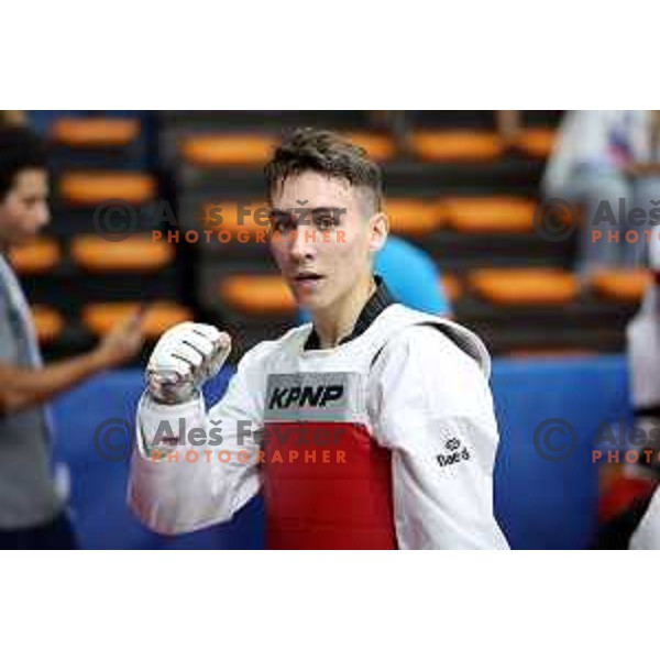 Domen Molj (SLO) competes in Men’s Taekwondo -58 kg category at Mediterranean Games in Oran, Algeria on July 4, 2022
