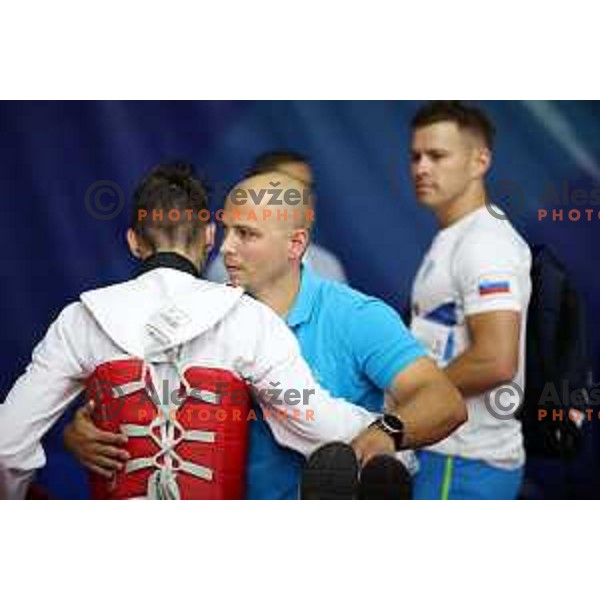 Domen Molj (SLO) competes in Men’s Taekwondo -58 kg category at Mediterranean Games in Oran, Algeria on July 4, 2022
