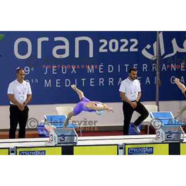 Tara Vovk competes at Women’s 50 meters breaststroke at Mediterranean Games in Oran, Algeria on July 4, 2022
