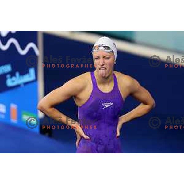 Tara Vovk competes at Women’s 50 meters breaststroke at Mediterranean Games in Oran, Algeria on July 4, 2022