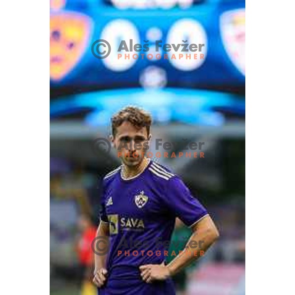 Jan Repas in action during UEFA Champions League qualifier between Maribor (SLO) and Shakhtyor Soligorsk (BLR) in Ljudski vrt, Maribor, Slovenia on July 6, 2022