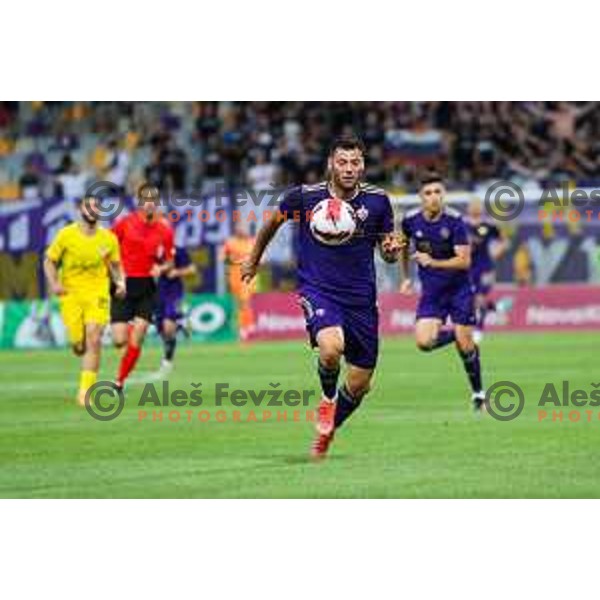 Roko Baturina in action during UEFA Champions League qualifier between Maribor (SLO) and Shakhtyor Soligorsk (BLR) in Ljudski vrt, Maribor, Slovenia on July 6, 2022