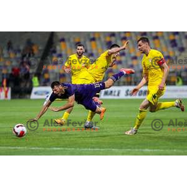 Roko Baturina in action during UEFA Champions League qualifier between Maribor (SLO) and Shakhtyor Soligorsk (BLR) in Ljudski vrt, Maribor, Slovenia on July 6, 2022
