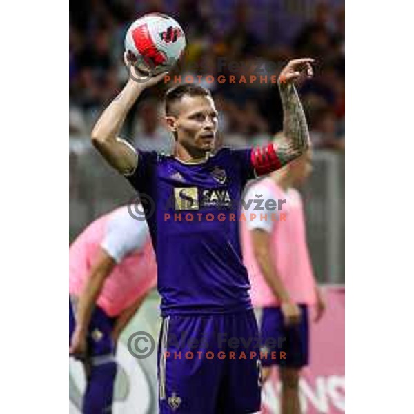 Martin Milec in action during UEFA Champions League qualifier between Maribor (SLO) and Shakhtyor Soligorsk (BLR) in Ljudski vrt, Maribor, Slovenia on July 6, 2022