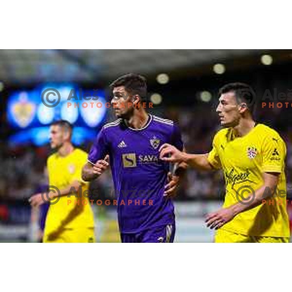 Rok Kronaveter in action during UEFA Champions League qualifier between Maribor (SLO) and Shakhtyor Soligorsk (BLR) in Ljudski vrt, Maribor, Slovenia on July 6, 2022