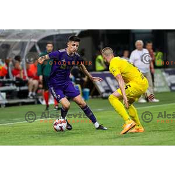 in action during UEFA Champions League qualifier between Maribor (SLO) and Shakhtyor Soligorsk (BLR) in Ljudski vrt, Maribor, Slovenia on July 6, 2022