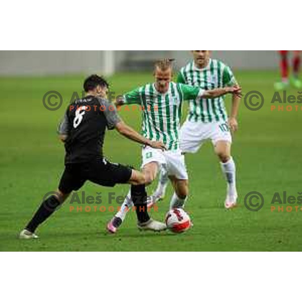 Justas Lasickas in action during UEFA Conference league qualifier between Olimpija and Differdange in SRC Stozice, Ljubljana, Slovenia on July 7, 2022