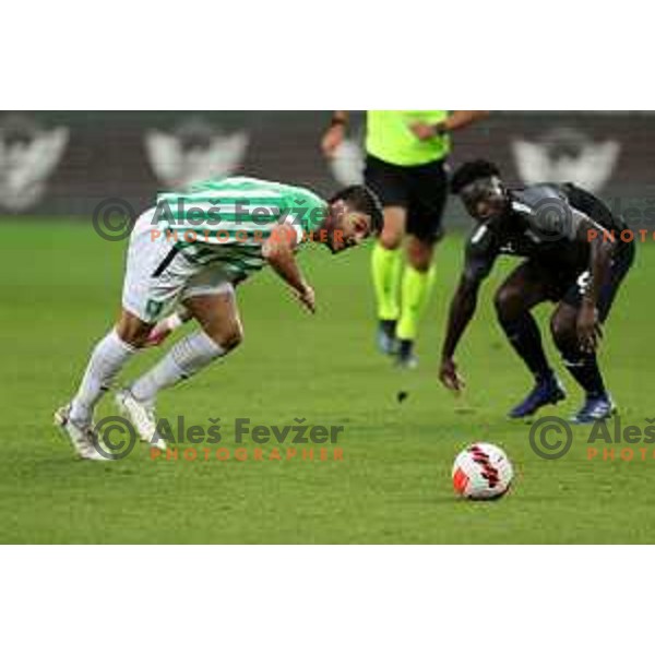Agustin Doffo in action during UEFA Conference league qualifyer between Olimpija and Differdange in SRC Stozice, Ljubljana, Slovenia on July 7, 2022