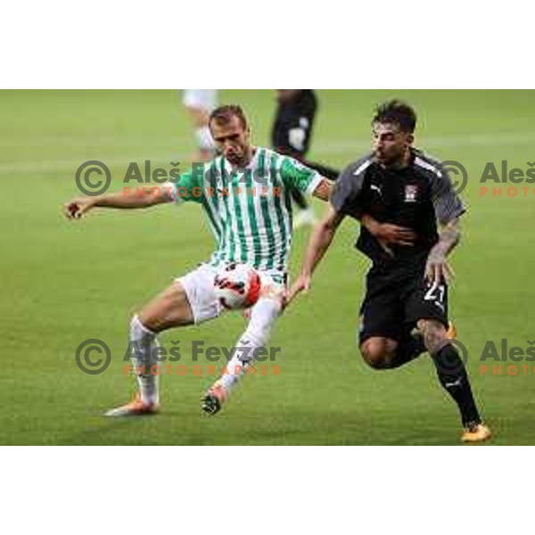 Mustafa Nukic in action during UEFA Conference league qualifyer between Olimpija and Differdange in SRC Stozice, Ljubljana, Slovenia on July 7, 2022