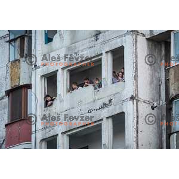 Spectators during UEFA Conference league qualifier match between Sfintul Gheorghe and Mura in Chisinau, Moldova on July 7, 2022. Photo: Jure Banfi