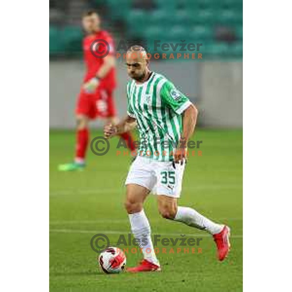 Goran Milovic in action during UEFA Conference league qualifier between Olimpija and Differdange in SRC Stozice, Ljubljana, Slovenia on July 7, 2022