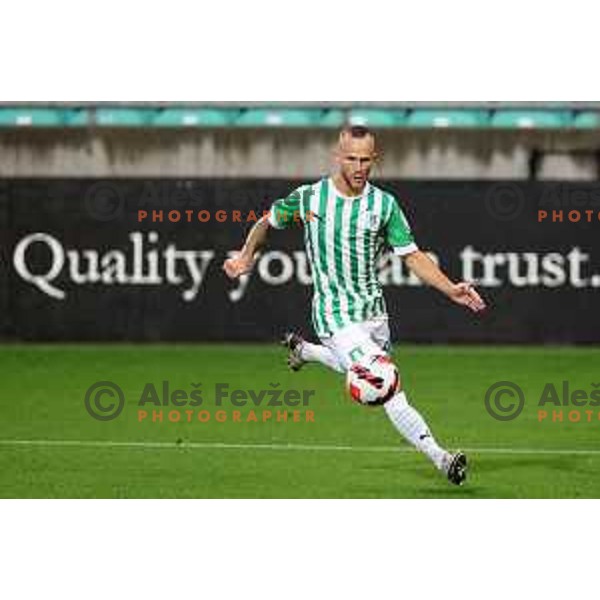 Aljaz Krefl in action during UEFA Conference league qualifier between Olimpija and Differdange in SRC Stozice, Ljubljana, Slovenia on July 7, 2022