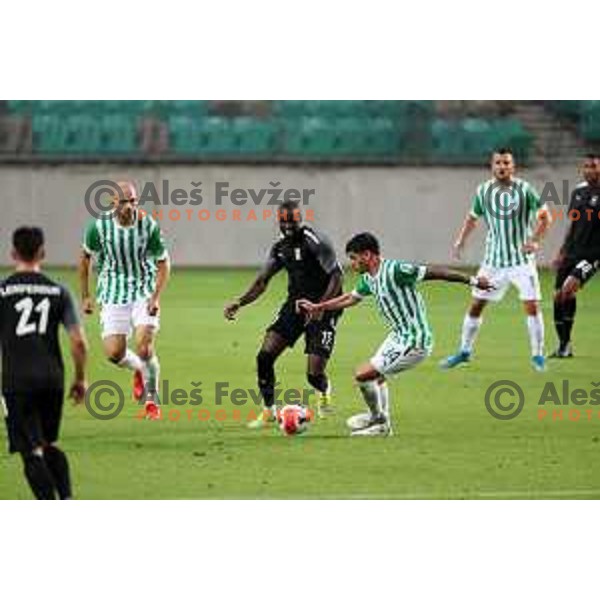 in action during UEFA Conference league qualifier between Olimpija and Differdange in SRC Stozice, Ljubljana, Slovenia on July 7, 2022