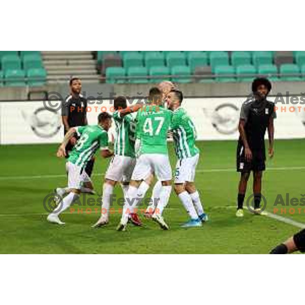 in action during UEFA Conference league qualifier between Olimpija and Differdange in SRC Stozice, Ljubljana, Slovenia on July 7, 2022