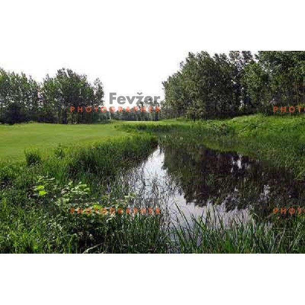 Golf course Trnovo, water hazard on third hole, par 5 