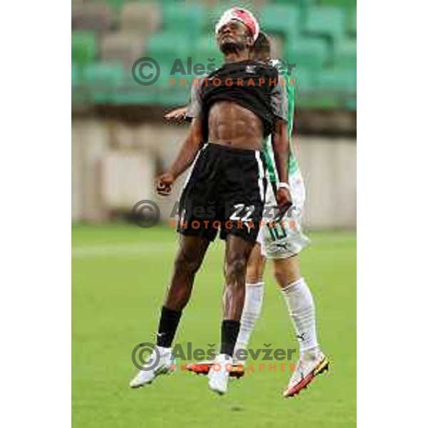 in action during UEFA Conference league qualifier between Olimpija and Differdange in SRC Stozice, Ljubljana, Slovenia on July 7, 2022