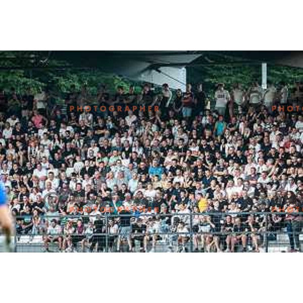 Fans of Mura during UEFA Conference league qualifier match between Mura and Sfintul Gheorghe in Murska Sobota, Fazanerija, Slovenia on July 14, 2022. Photo: Jure Banfi/www.alesfevzer.com