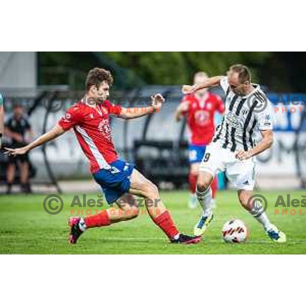 in action during UEFA Conference league qualifier match between Mura and Sfintul Gheorghe in Murska Sobota, Fazanerija, Slovenia on July 14, 2022. Photo: Jure Banfi/www.alesfevzer.com