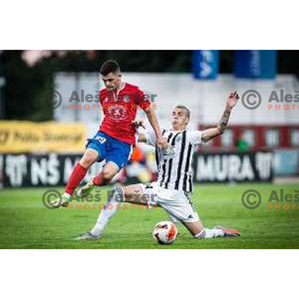 Tio Cipot in action during UEFA Conference league qualifier match between Mura and Sfintul Gheorghe in Murska Sobota, Fazanerija, Slovenia on July 14, 2022. Photo: Jure Banfi/www.alesfevzer.com