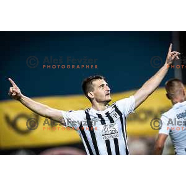 Nikola Petkovic celebrating during UEFA Conference league qualifier match between Mura and Sfintul Gheorghe in Murska Sobota, Fazanerija, Slovenia on July 14, 2022. Photo: Jure Banfi/www.alesfevzer.com