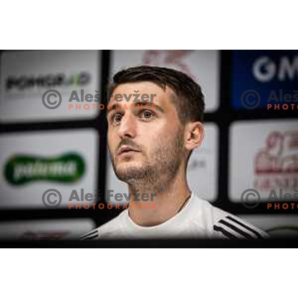 Nikola Petkovic at the press conference during UEFA Conference league qualifier match between Mura and Sfintul Gheorghe in Murska Sobota, Fazanerija, Slovenia on July 14, 2022. Photo: Jure Banfi/www.alesfevzer.com
