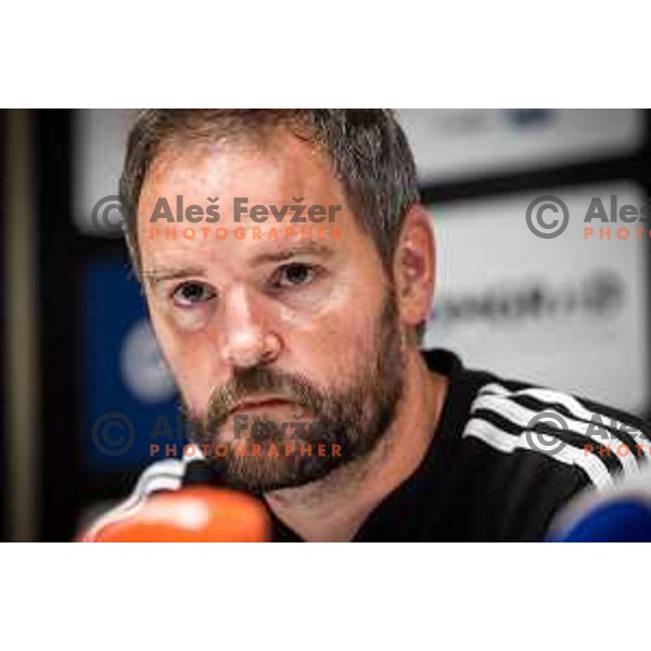 Damir Contala, head coach of Mura at the press conference during UEFA Conference league qualifier match between Mura and Sfintul Gheorghe in Murska Sobota, Fazanerija, Slovenia on July 14, 2022. Photo: Jure Banfi/www.alesfevzer.com