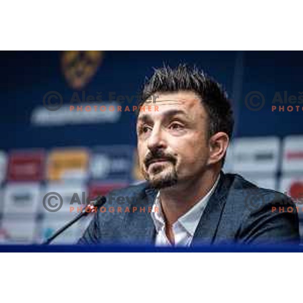 Nermin Basic, head coach of Radomlje at the press conference during Prva liga Telemach football match between Maribor and Radomlje in Ljudski vrt, Maribor, Slovenia on July 16, 2022. Photo: Jure Banfi/www.alesfevzer.com